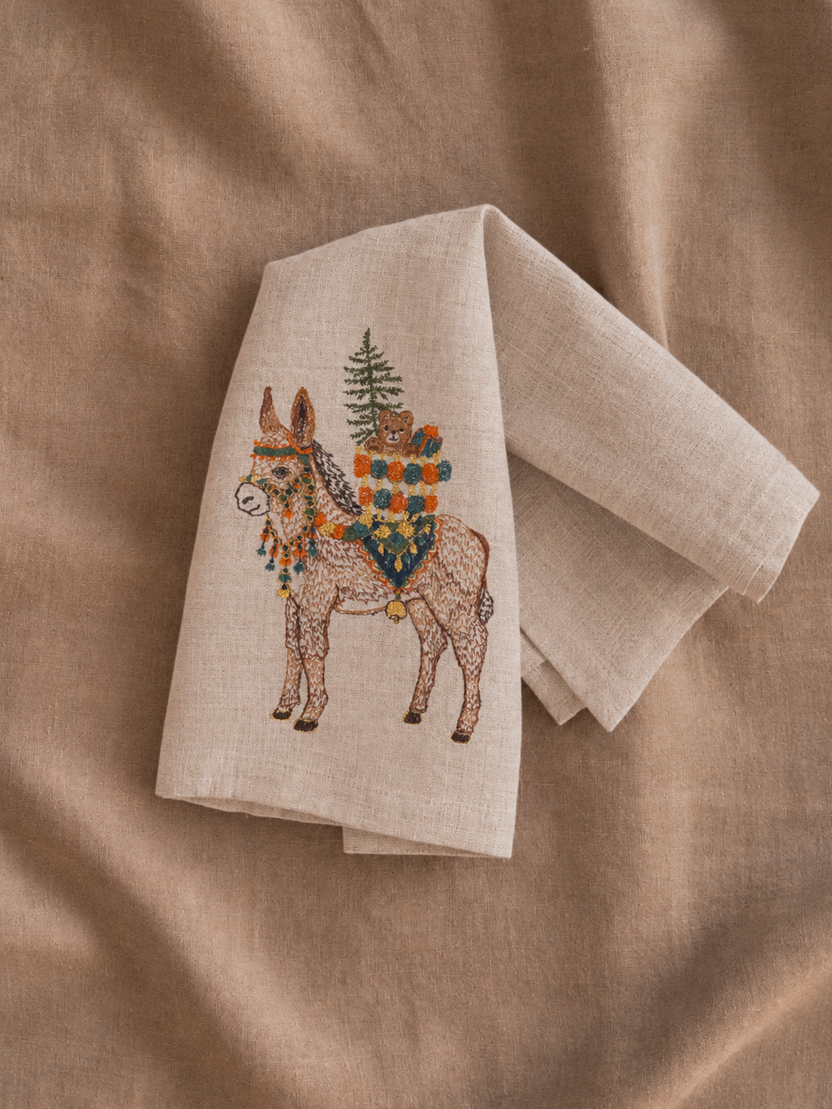 Christmas Donkey Tea Towel