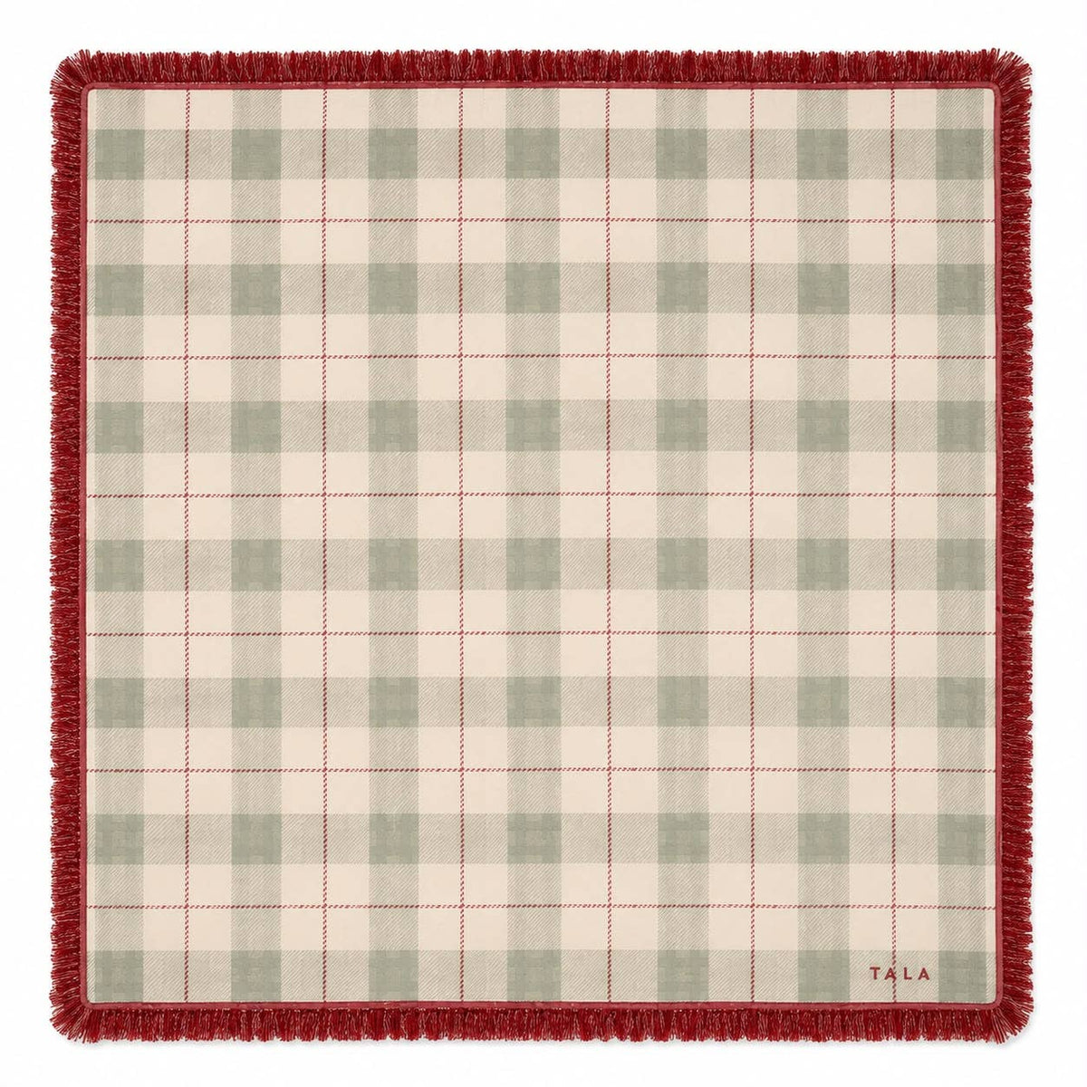 The Carlyle Mahjong Mat - Holiday Plaid with Red Fringe