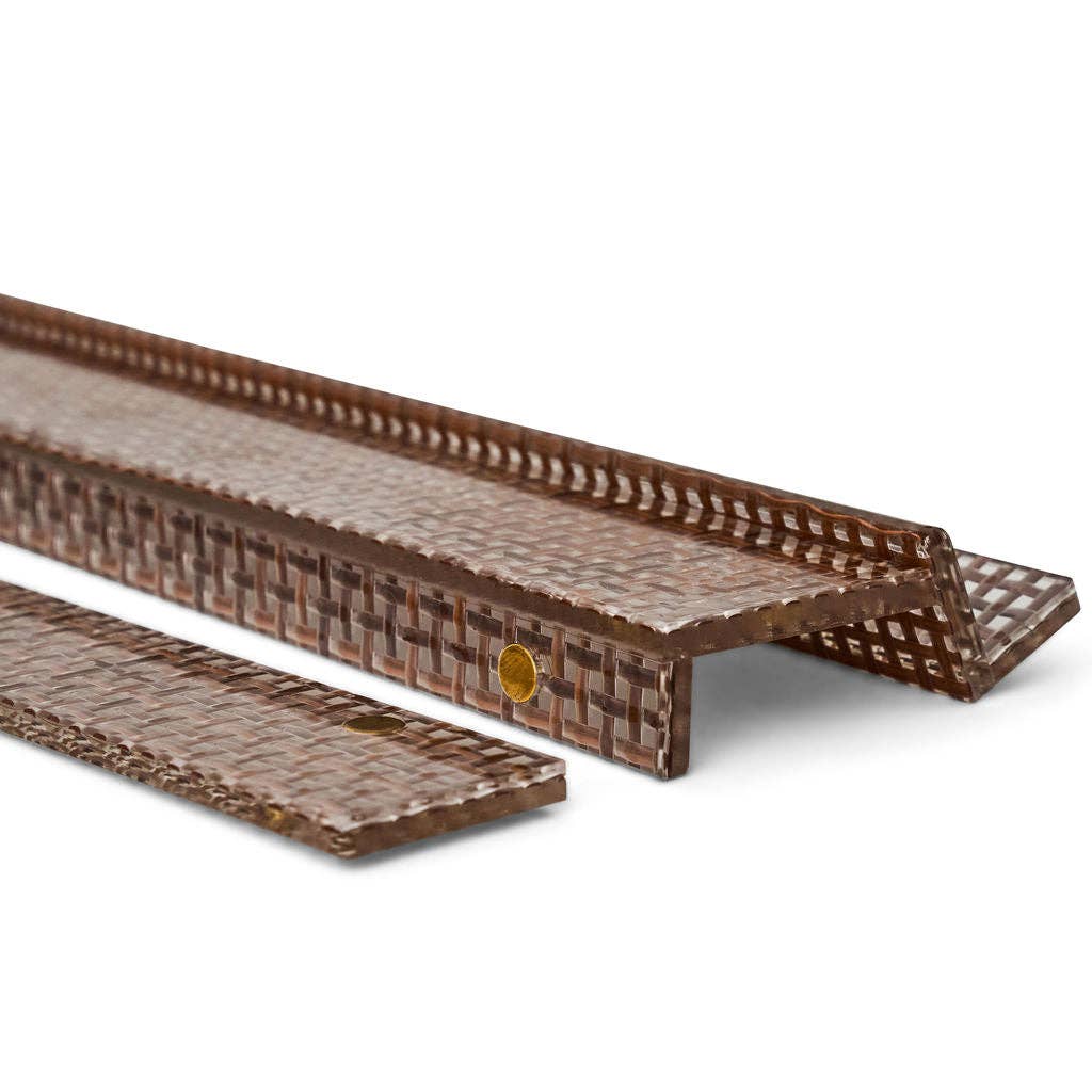 Horizon Mahjong Rack & Pusher | 20 Inches | Set of 4 | Chocolate Woven Rattan